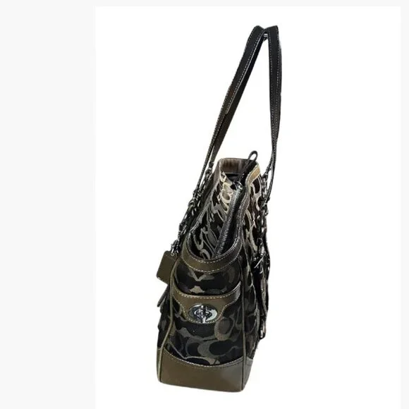 Coach Gallery Optic Signature Tote Bag Vintage Chocolate Monogram Canvas EUC - Picture 5 of 16